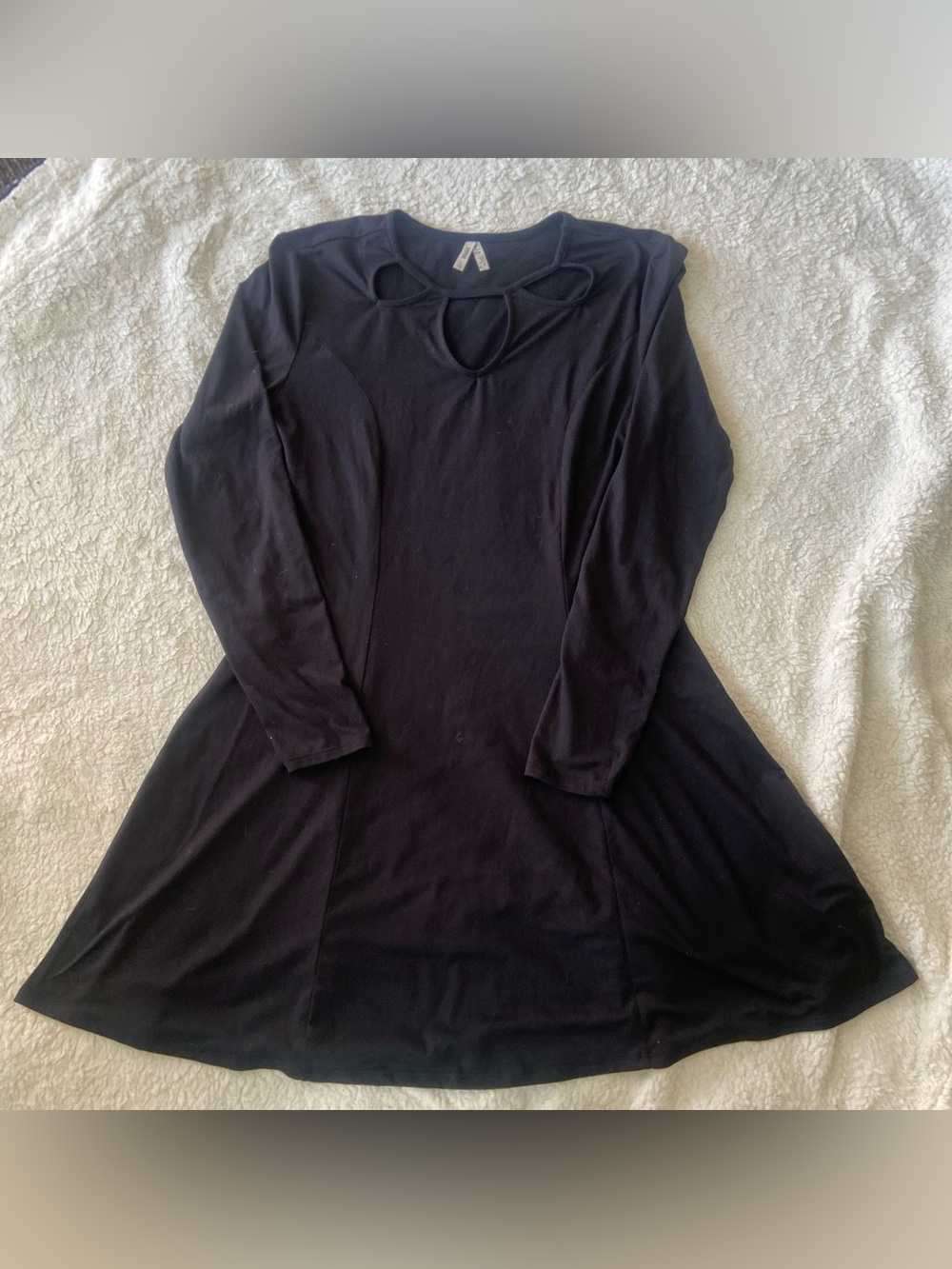 Mudd Black Long-Sleeve A-Line Dress with Front Cutouts